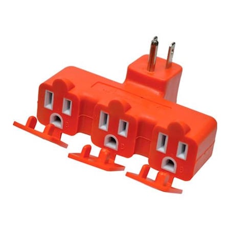 Gogreen Extension Cord Adapter, Outdoor, 3 Outlets, Orange GG-03431OR